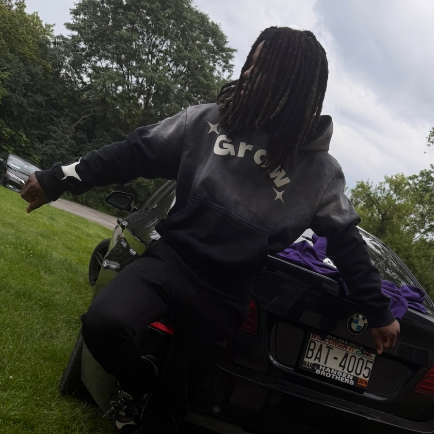 Faded Gray and Black Grow Hoodie